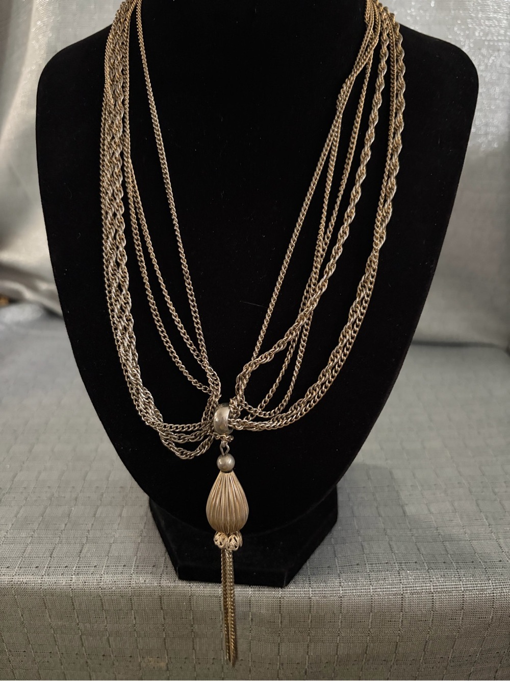 Vintage Gold-Tone Multi-Strand Tassel Pendant Necklace - Women Jewelry